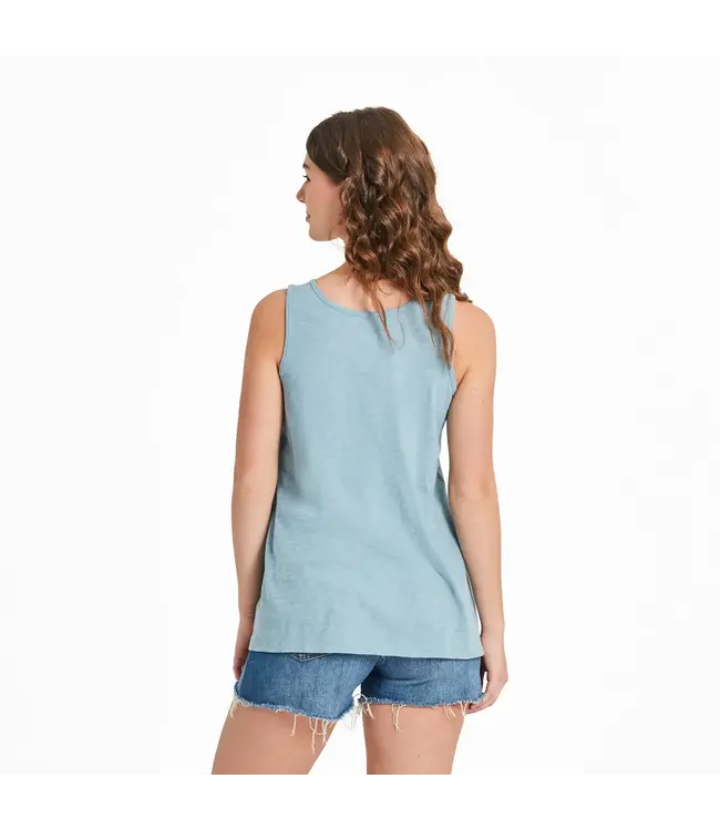 Life Is Good Womens Textured Slub Dreamy Floral Bu Smokey Blue