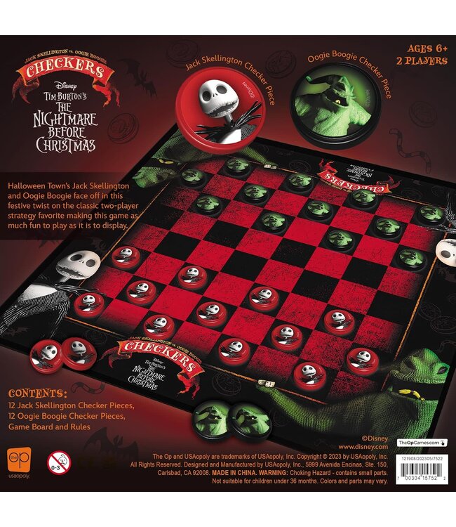 USA Opoly Inc CHECKERS TIM BURTONS NIGHTMARE BEFORE CHRISTMAS