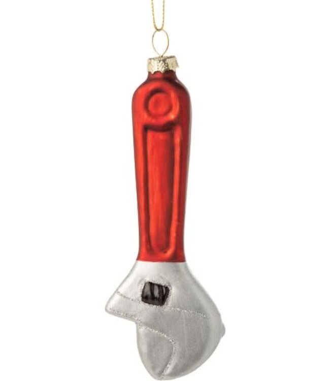 Silver Tree Glass adjustable wrench ornament 5 in