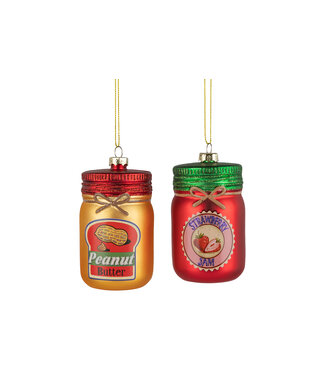 Silver Tree glass ornament peanut butter and jam 3.5 in