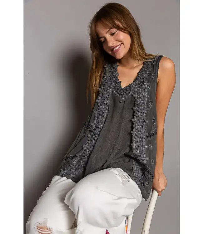 Pol Clothing Round Neck Long Sleeve Star Weave