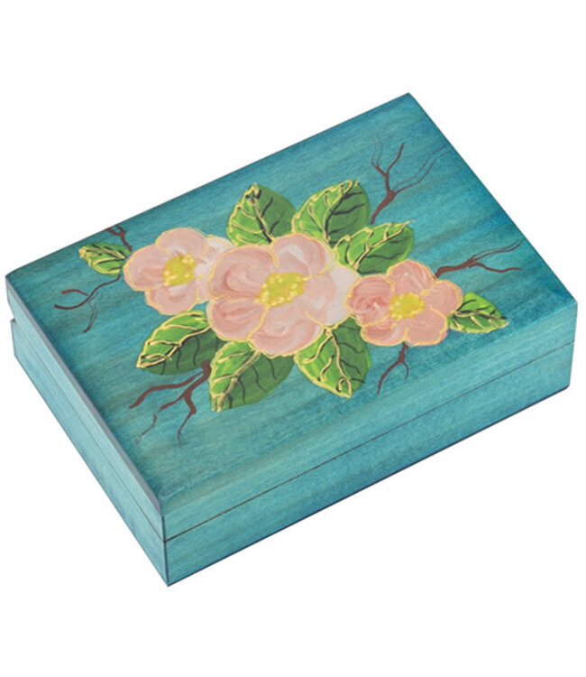 M Cornell Imports Inc Rectangle Box With Pink Flower 7462