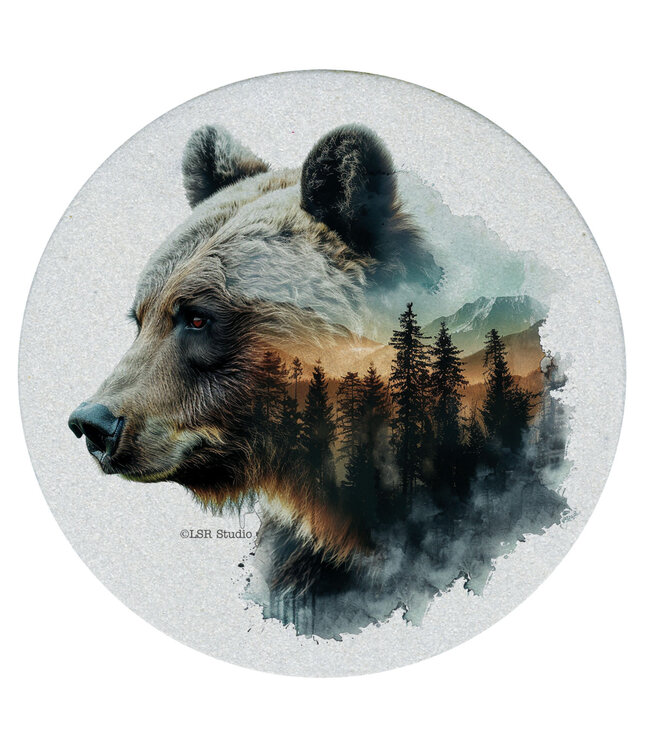 Highland Home Bear Silhouette 4 PK Sandstone Coaster Sets