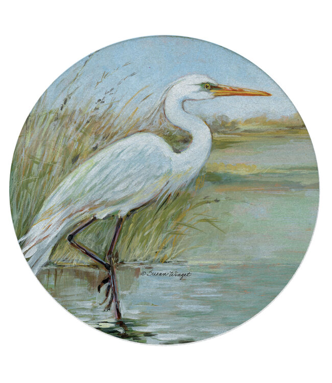 Highland Home Coastal Egret 4 PK Sandstone Coaster Sets