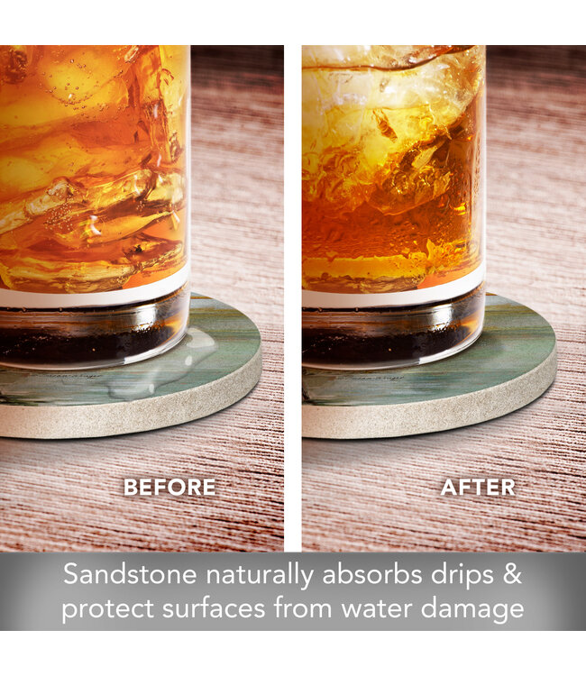 Highland Home Coastal Egret 4 PK Sandstone Coaster Sets