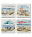 Highland Home Coastal Moments 4 Pk Tumbled Tile Assorted Coaster