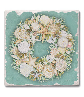 Highland Home Coastal Wreath 4 Pack Single Image Coaster SQ