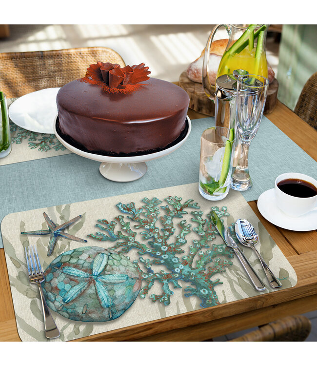 Highland Home Crescent Beach Shells Easy Care Placemat