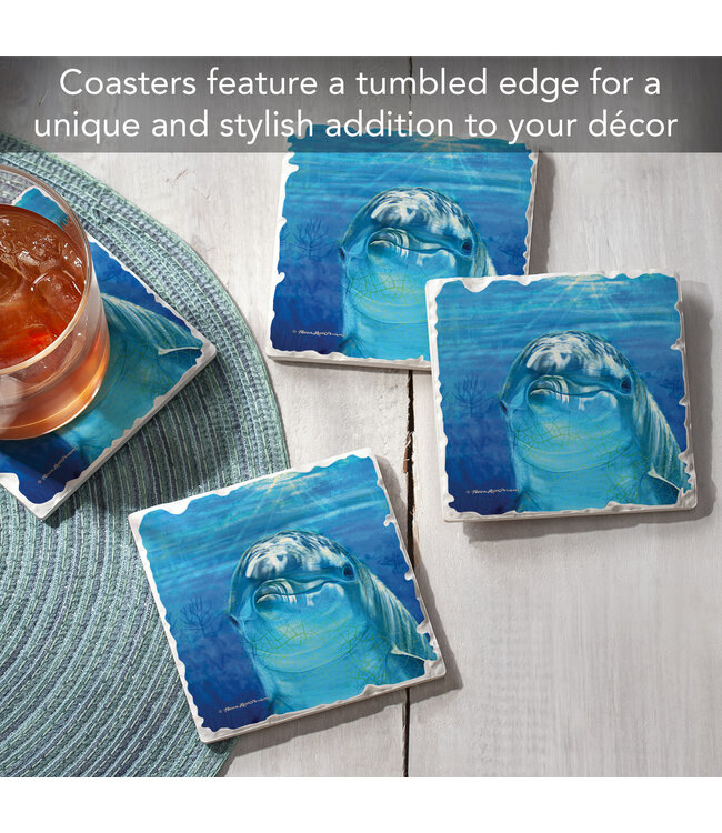 Highland Home Dolphin Smile 4 Pack Single Image Coaster SQ