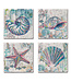 Highland Home Jewels of the Sea Tumbled Tile Assorted Coaster 4 PK