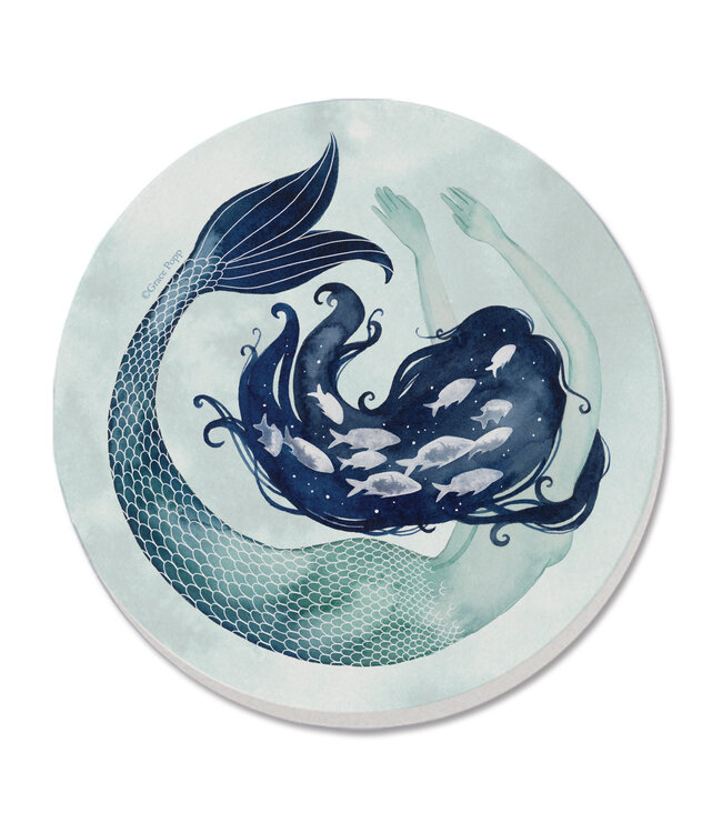 Highland Home Mermaid Scales 4 PK Single Image Coaster Set-Round