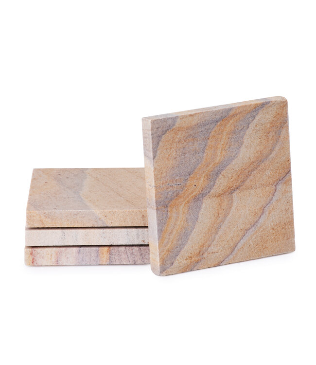 Highland Home Rainbow Stone Square Coasters Set Of 4