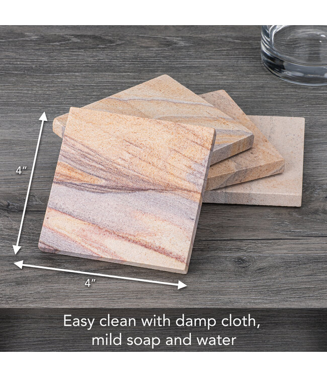 Highland Home Rainbow Stone Square Coasters Set Of 4