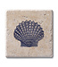 Highland Home Scallop Shell 4 Pk Travertine Coaster Square