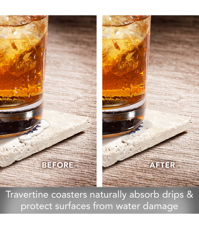 Highland Home Scallop Shell 4 Pk Travertine Coaster Square