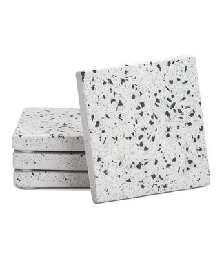 Highland Home Square White Terrazzo Marble Coasters Set Of 4