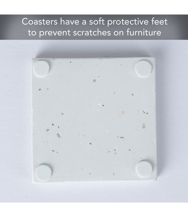 Highland Home Square White Terrazzo Marble Coasters Set Of 4