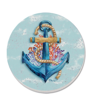 Highland Home Submerged Anchor 4 PK Single Image Coaster Set+AC0-Round