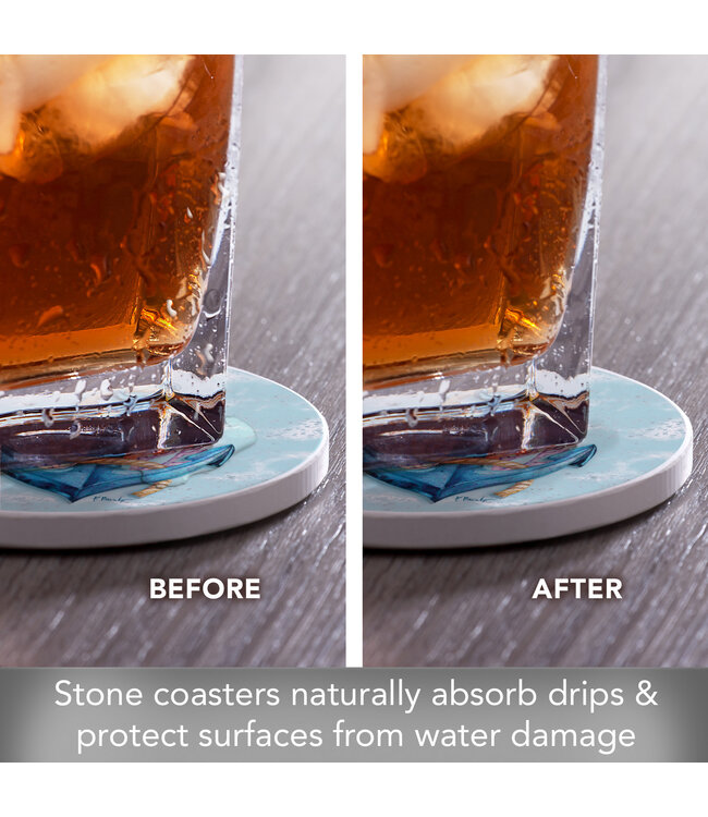 Highland Home Submerged Anchor 4 PK Single Image Coaster Set+AC0-Round