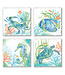 Highland Home Tumbled Tile Coaster Set Asstd Sealife Seranade