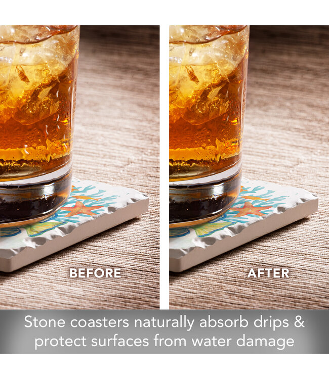 Highland Home Tumbled Tile Coaster Set Asstd Sealife Seranade