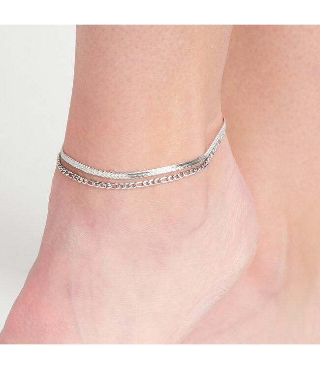 Howards Narelle Waterproof Multi Row Snake Chain Anklet Size: L: 8 1/2"