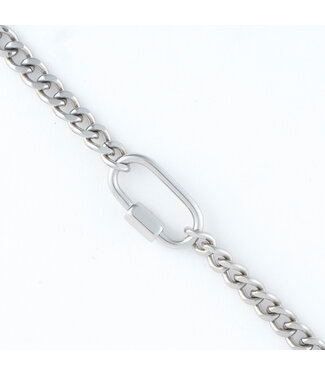 Howards 2 Tone Carabiner Chain Necklace Silver