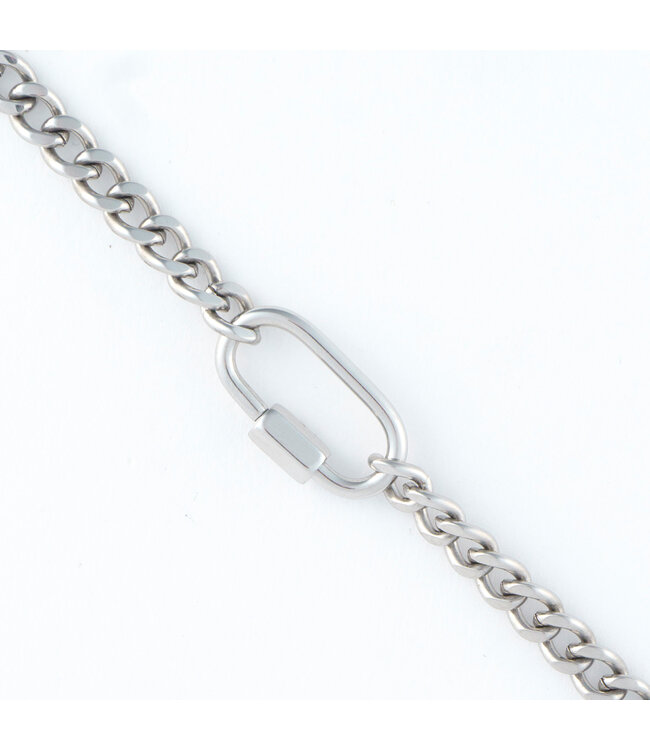 Howards 2 Tone Carabiner Chain Necklace Silver