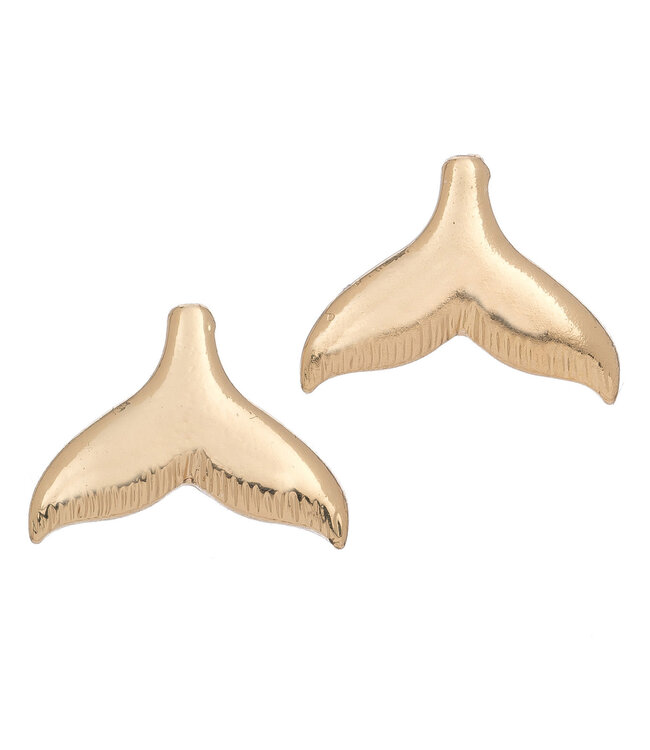 Howards Whale Tail Stud Earrings Gold