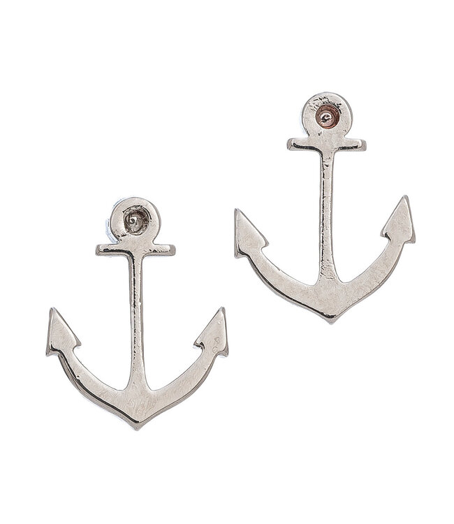 Howards Anchor Stud Earrings Silver