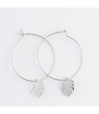 Howards Dainty Hoop Palm Leaf Silver