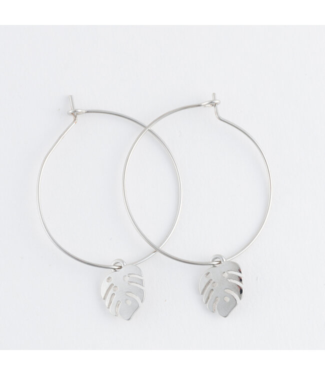 Howards Dainty Hoop Palm Leaf Silver
