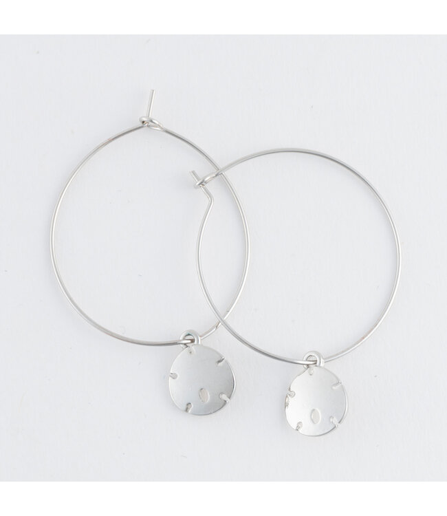 Howards Dainty Hoop Sand Dollar Silver