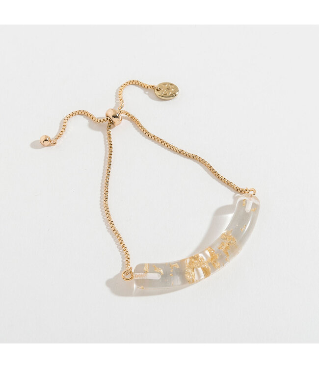 Howards Foil Leaf Resin Adjustable Bracelet Gold L: 10"