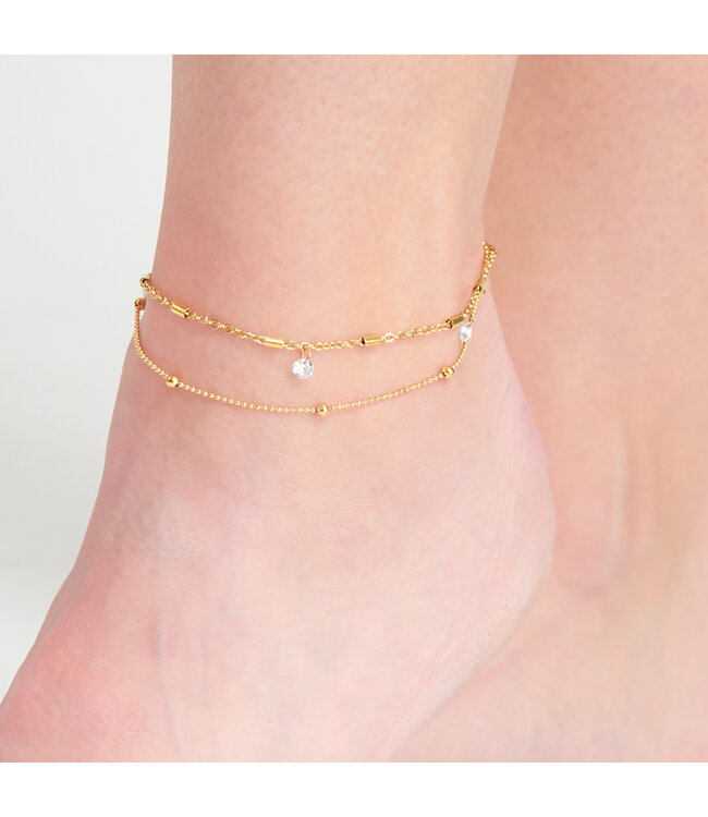 Howards Narelle Waterproof Dainty Multi Row Anklet Size: L: 8 1/2"