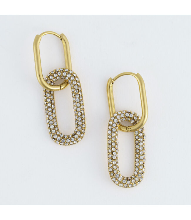 Howards Narelle Waterproof Pave Linked Hoop Earrings Gold
