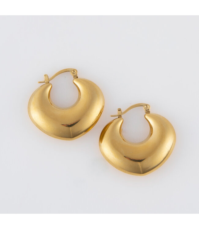 Howards Narelle Waterproof Round Geo Hoop Earrings Gold