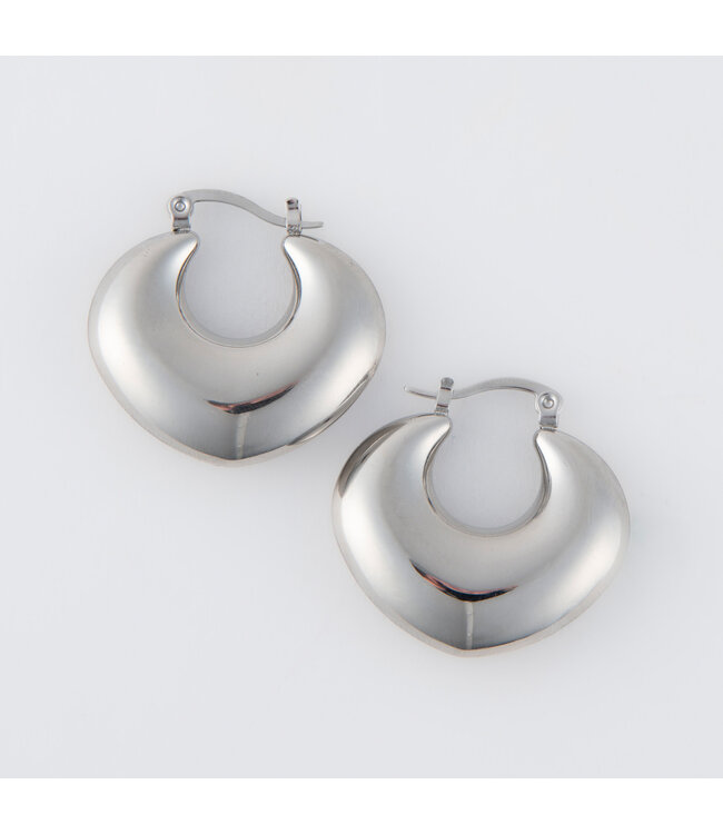 Howards Narelle Waterproof Round Geo Hoop Earrings Silver