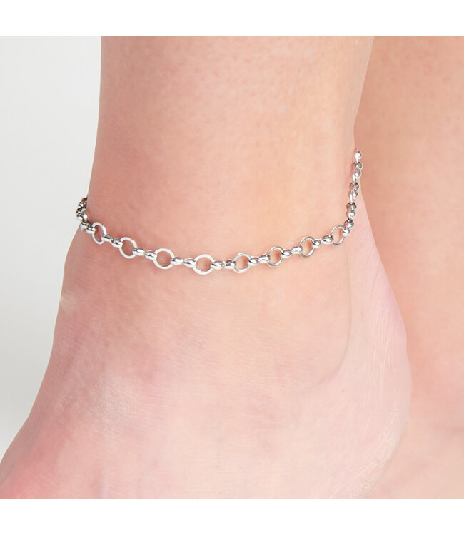 Howards Narelle Waterproof Linked Chain Anklet Silver 8"