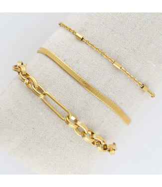 Howards Narelle Waterproof Snake Chain Bracelet Set Gold L