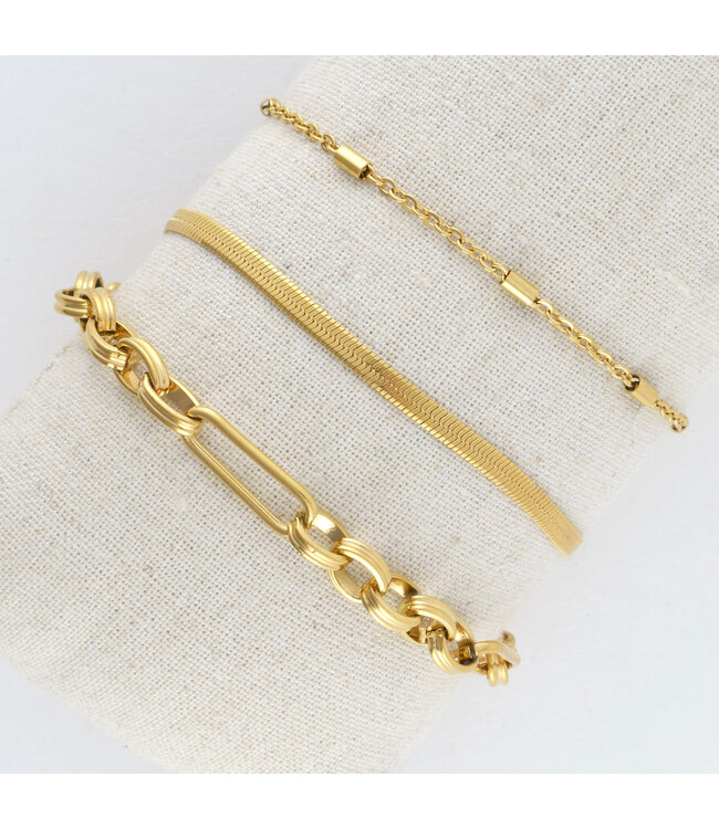 Howards Narelle Waterproof Snake Chain Bracelet Set Gold L