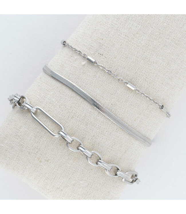 Howards Narelle Waterproof Snake Chain Bracelet Set Silver