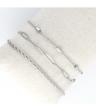 Howards Narelle Waterproof Twisted Chain Bracelet Set Silver