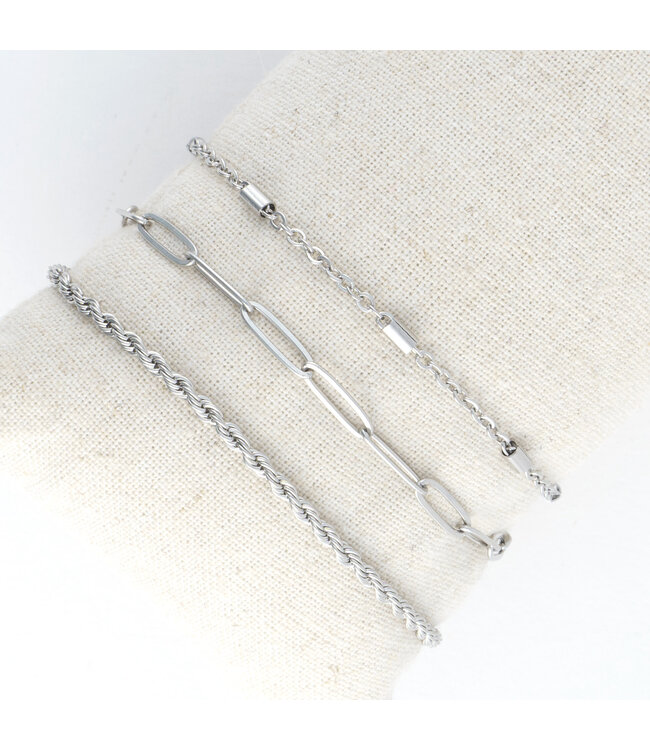 Howards Narelle Waterproof Twisted Chain Bracelet Set Silver