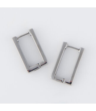 Howards Narelle Waterproof Rectangle Hoop Earrings Silver