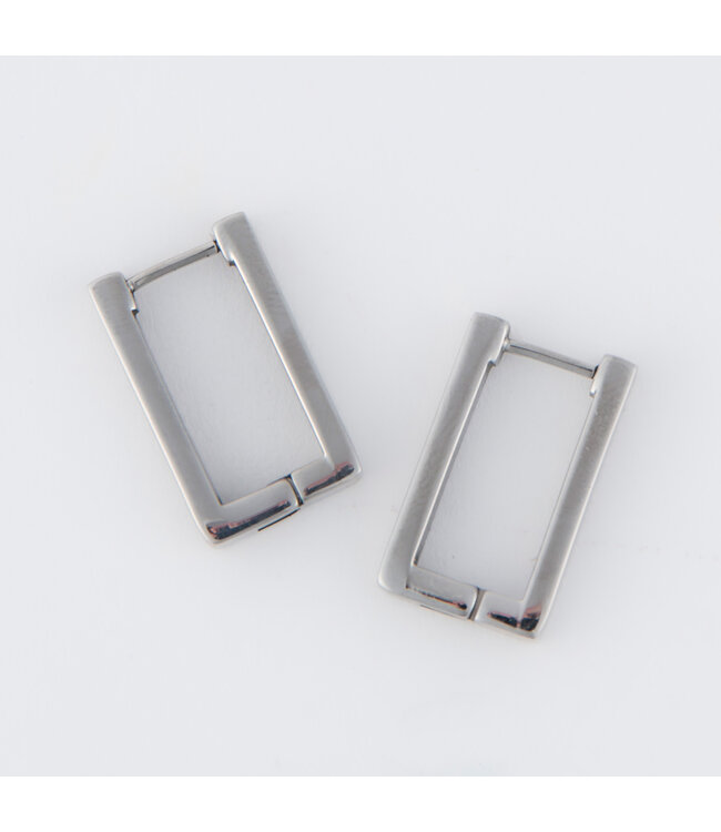 Howards Narelle Waterproof Rectangle Hoop Earrings Silver