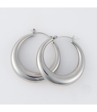 Howards Narelle Waterproof Round Hoop Earrings Silver