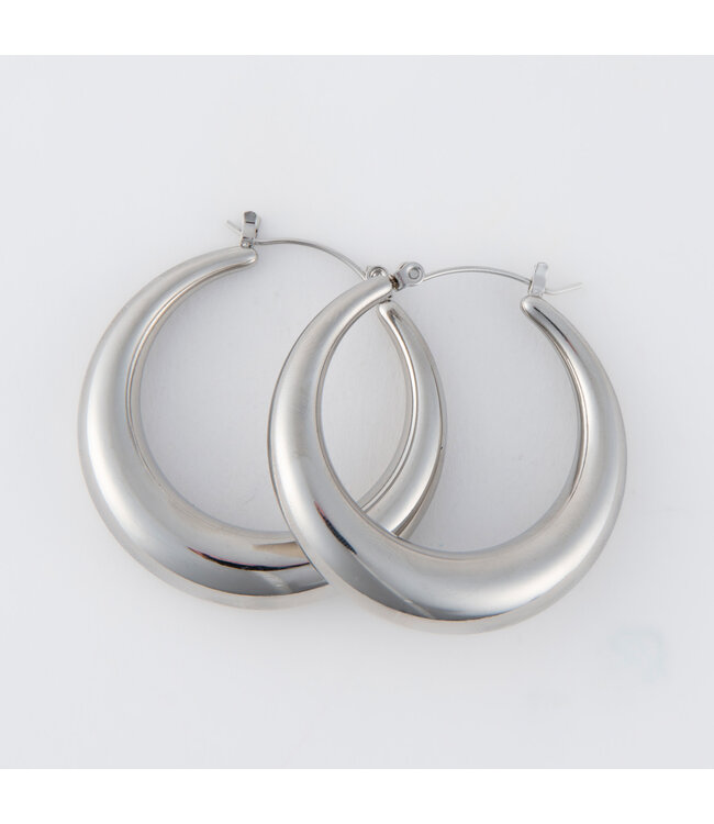 Howards Narelle Waterproof Round Hoop Earrings Silver