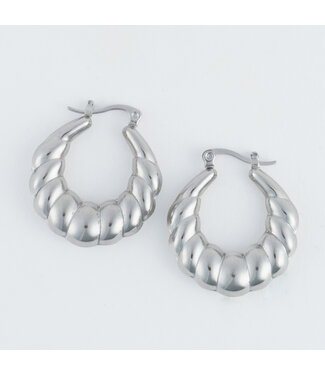 Howards Narelle Waterproof Twisted Chunky Hoop Earrings Silver