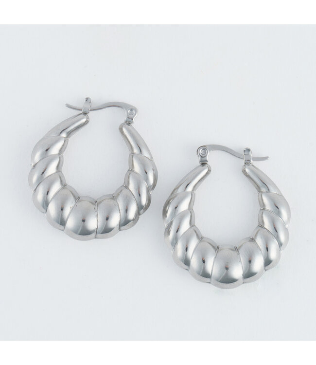 Howards Narelle Waterproof Twisted Chunky Hoop Earrings Silver